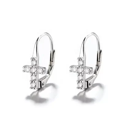 Cross Leverback Earrings